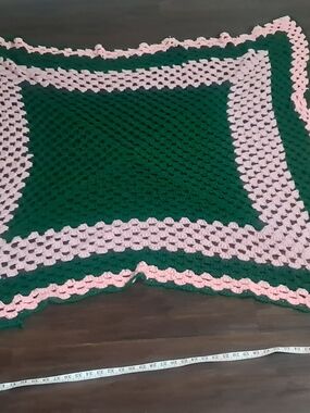 Alpha Kappa Alpha Handmade Green and Pink Crochet Throw  - Women's Throw